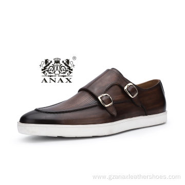 New Fashion Leather Rubber Casual Monk Shoes